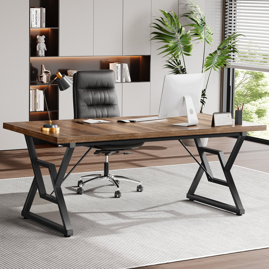 OdinLake S6 fixed-height executive desk in a modern home office with monitor and task chair