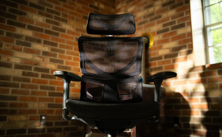 OdinLake ergonomic office chair shown in side view for evaluating seat, backrest, armrest, and base dimensions