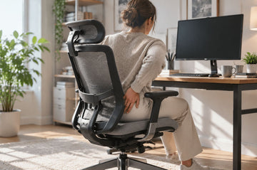 Person experiencing tailbone discomfort in an ergonomic chair