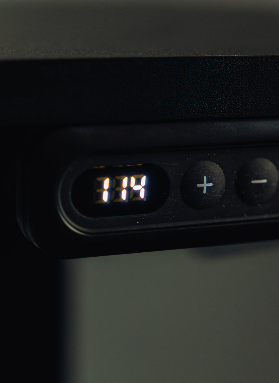 OdinLake S2 height controller displaying 114 beside plus and minus buttons