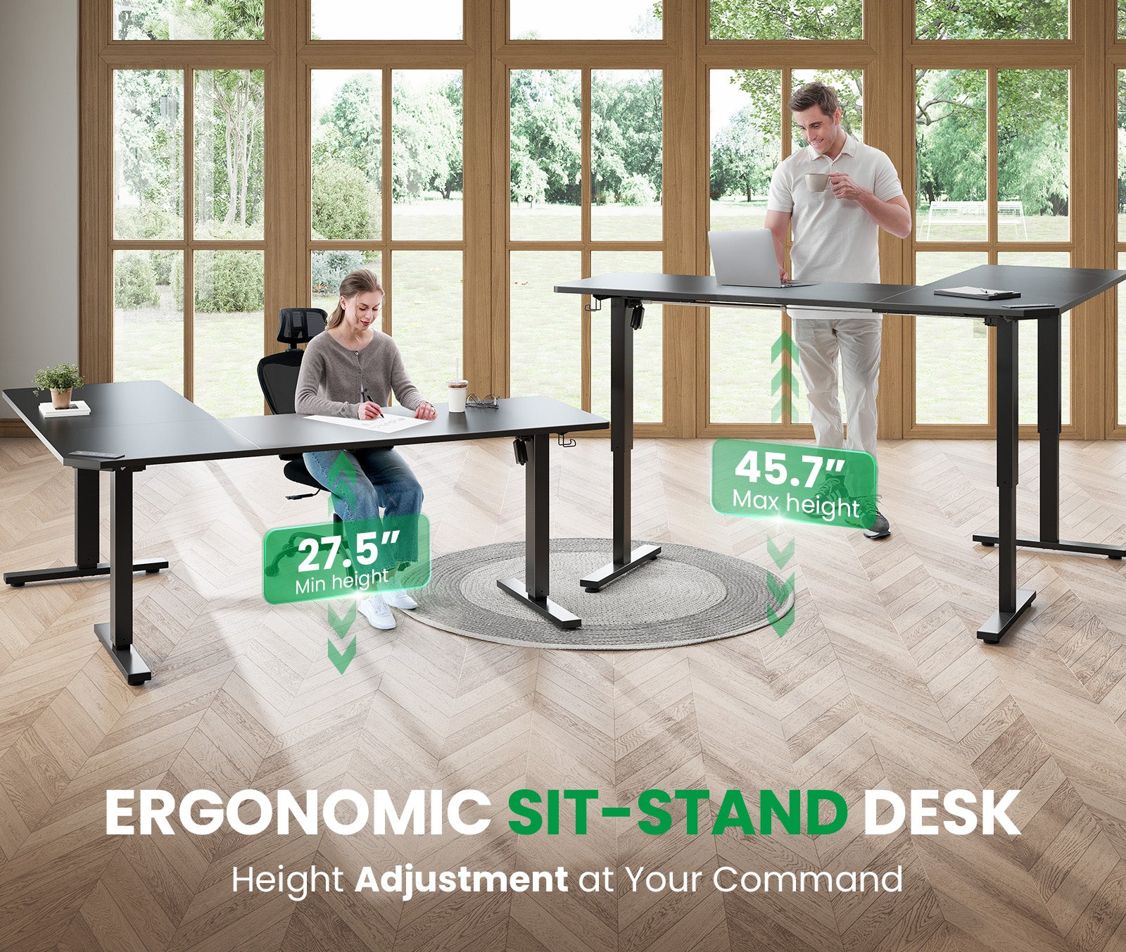 OdinLake S3 Home Office L Shaped Standing Desk(63