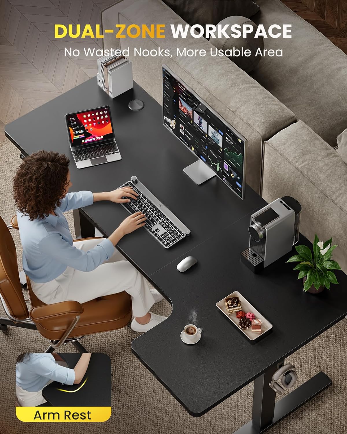 OdinLake S5 Corner Standing Desk With Stand Computer Table